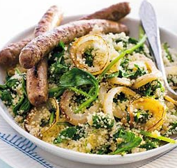 Marokkaanse lamsworstjes met gegrilde aubergine en couscous